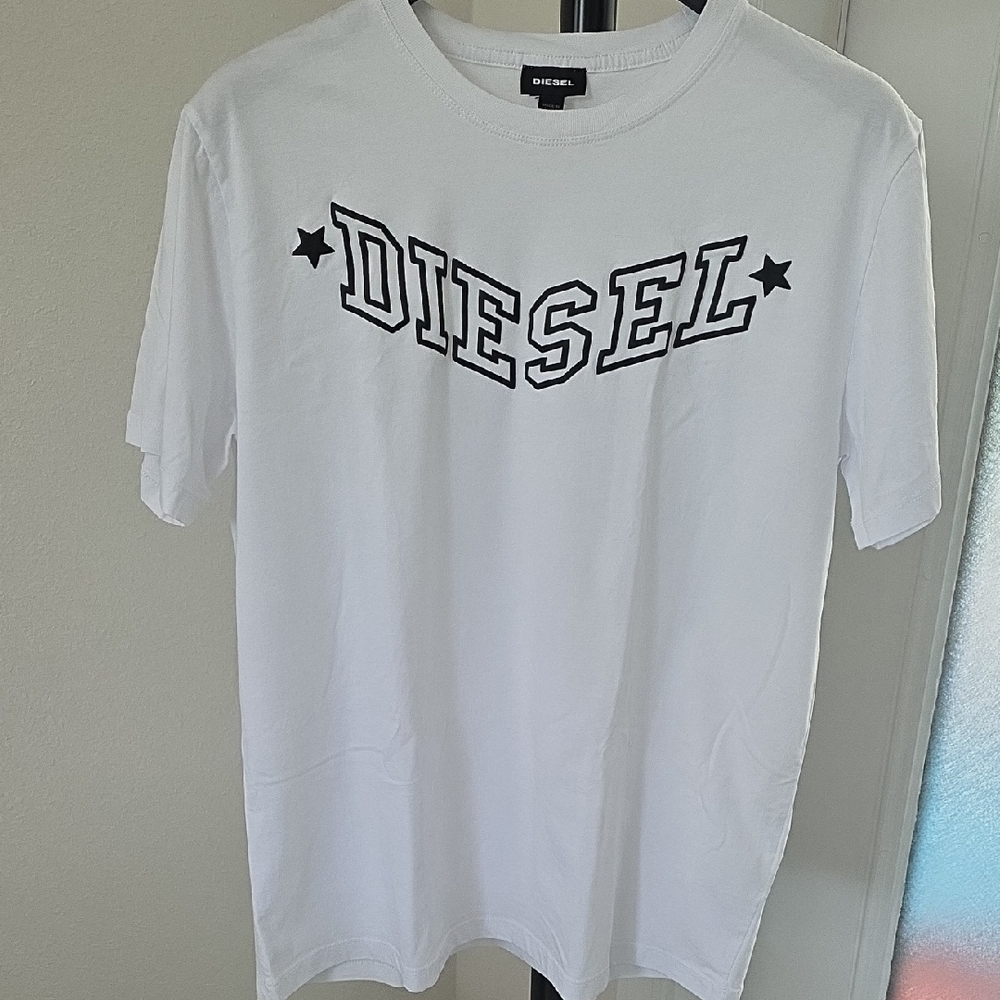 Diesel White Short Sleeve Tee Classic Crew Neck